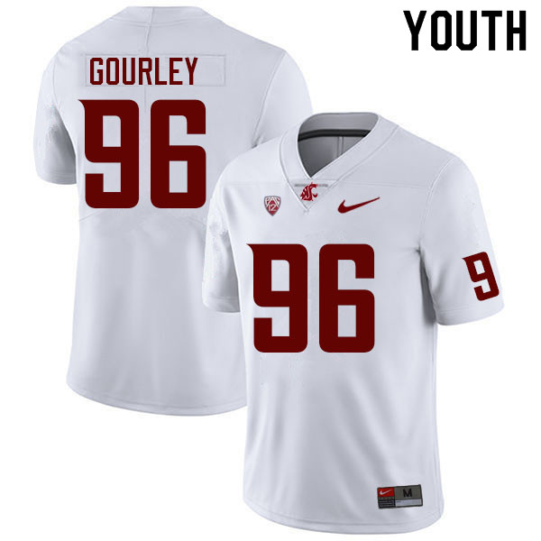 Youth #96 Vincent Gourley Washington State Cougars College Football Jerseys Sale-White - Click Image to Close